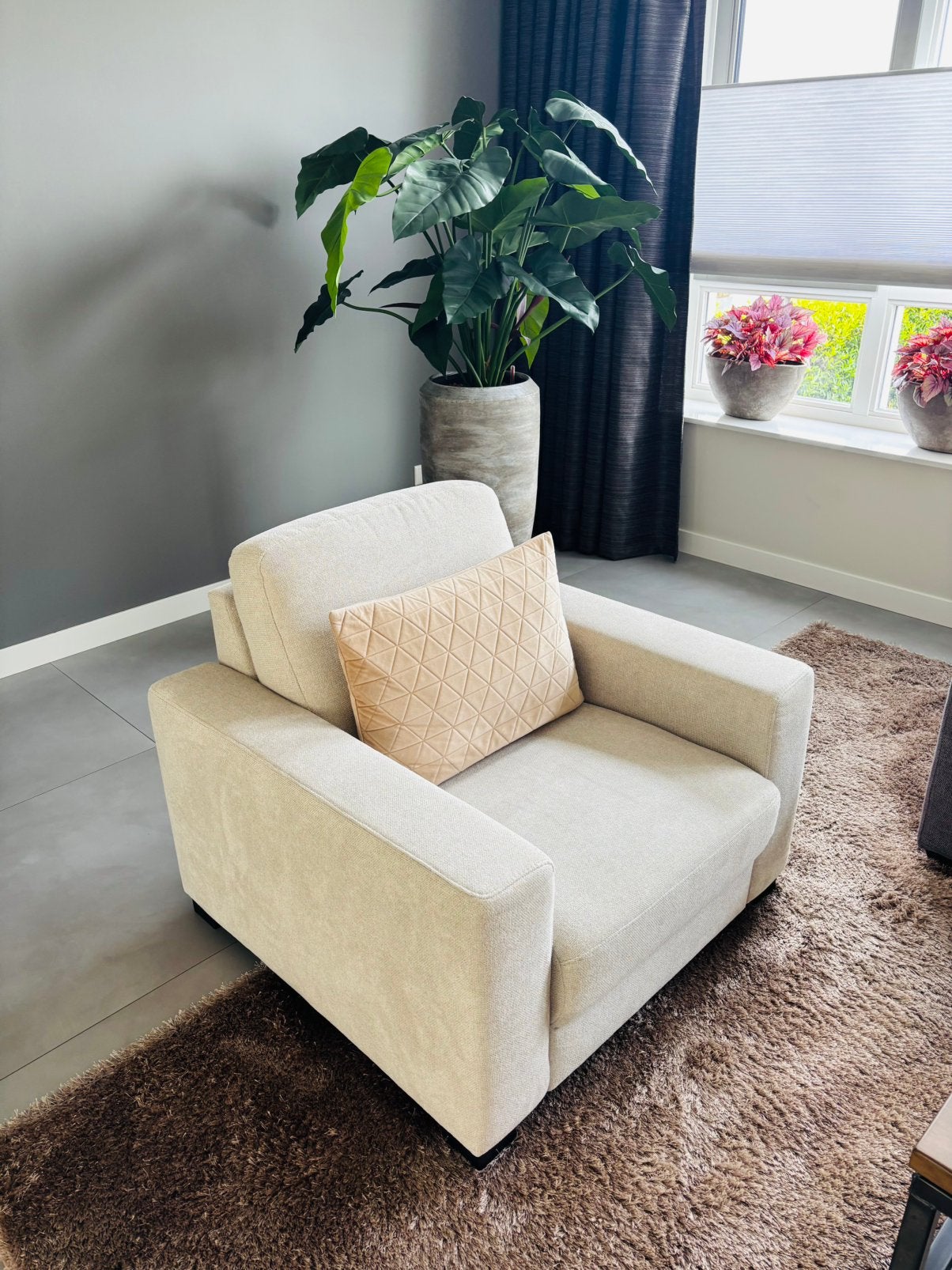 Fauteuil Montilla stof: Cyber 01-naturel., Ophalen, 75 tot 100 cm, Zo goed als nieuw, 75 tot 100 cm
