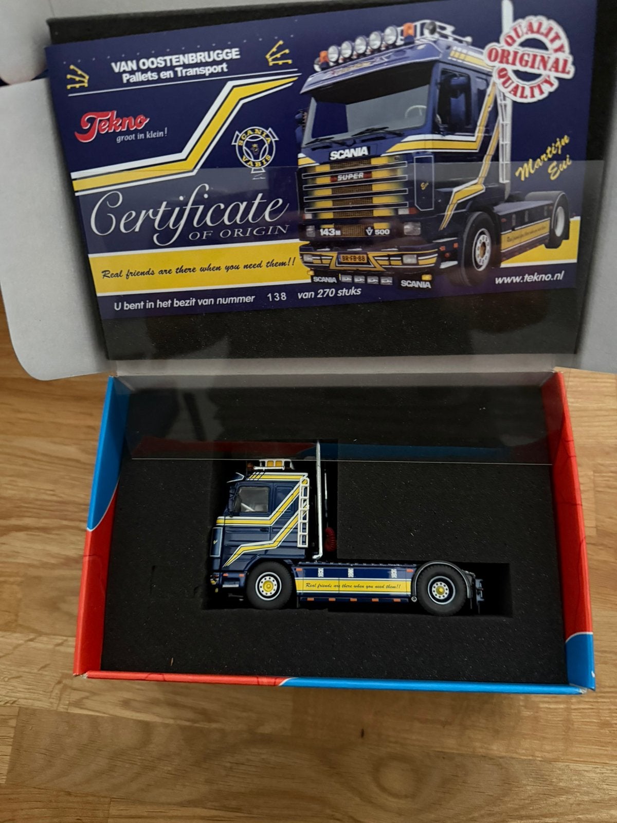 Tekno scania 143 ostenbrugge nieuw 1:50, Ophalen of Verzenden, Nieuw, Bus of Vrachtwagen, Tekno