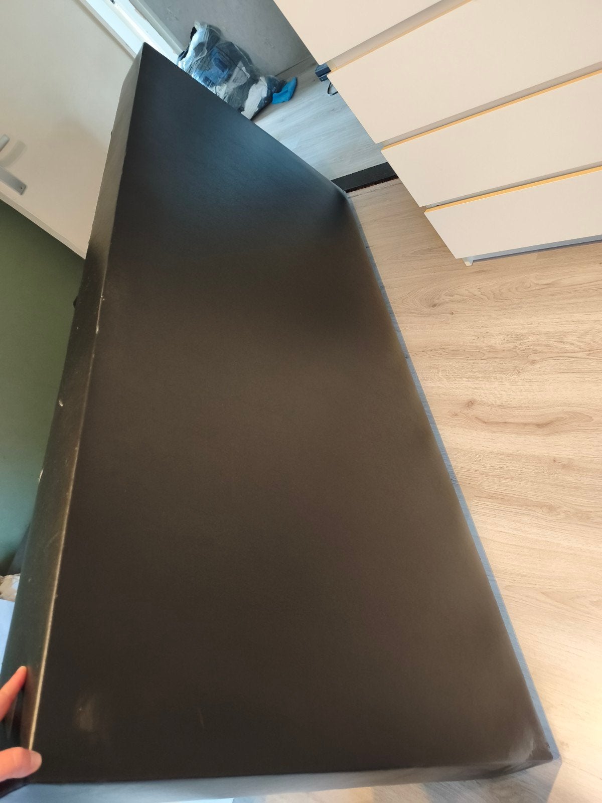 Solide zwart bedframe 90x200 met sky bekleding, Ophalen, Overige materialen, Gebruikt, 90 cm