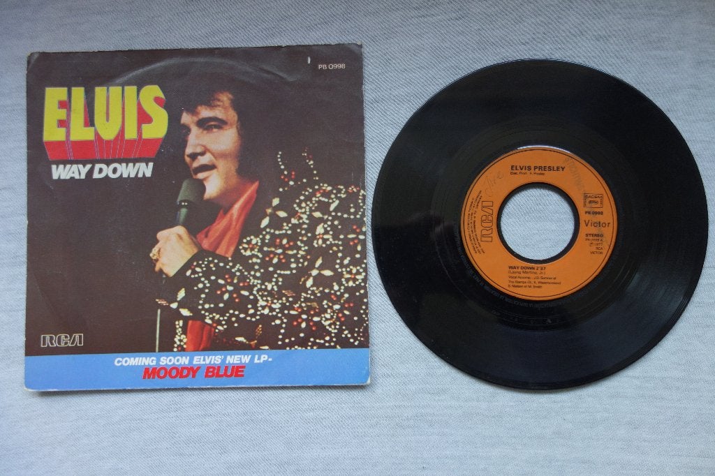 Elvis Presley single-Way down, Cd's en Dvd's, Vinyl Singles, Ophalen of Verzenden, Gebruikt, 7 inch, Pop