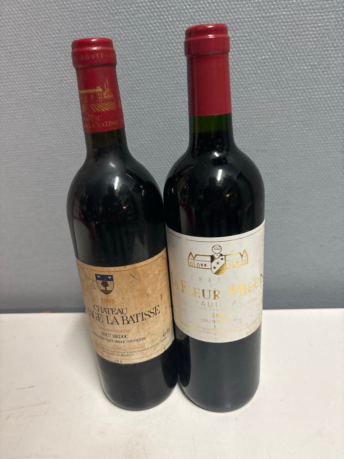 Twee flessen rode wijn: Château La Batisse 1993 & Château La, Gebruikt, Frankrijk, Ophalen of Verzenden, Rode wijn