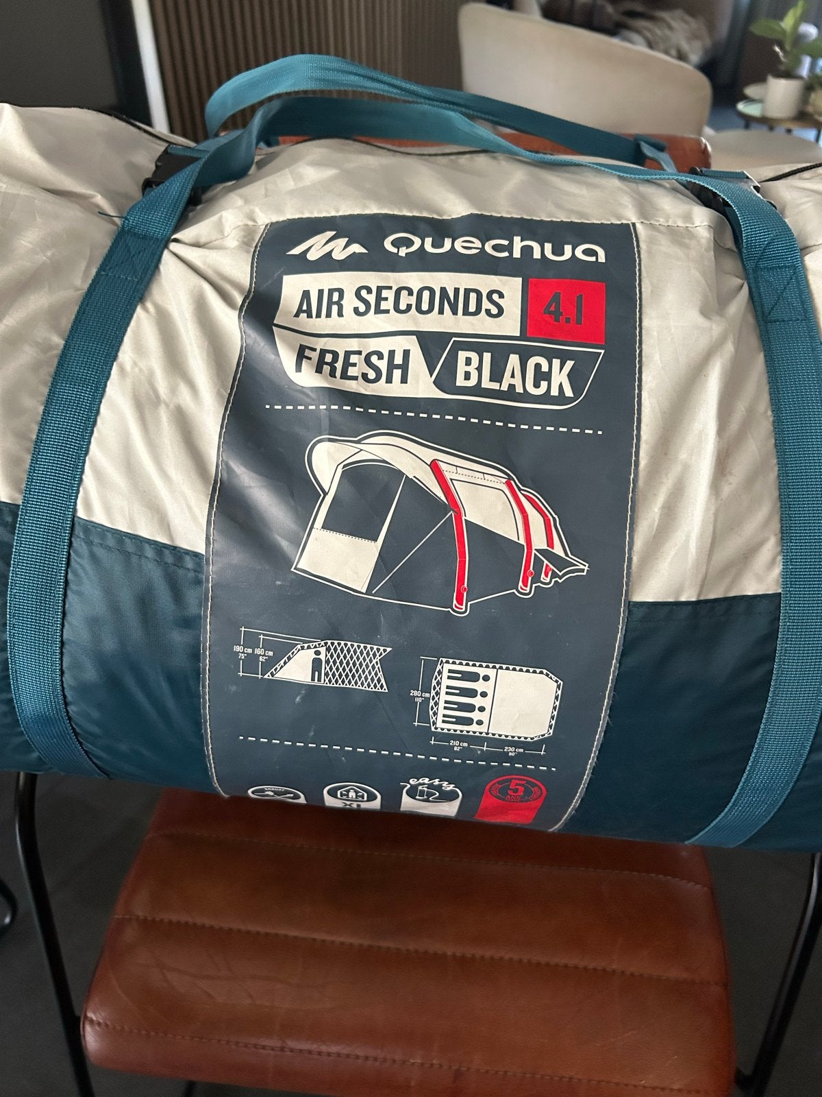 Quechua Air Seconds 4.1 Fresh & Black tent, Ophalen of Verzenden, Zo goed als nieuw, Tot en met 4