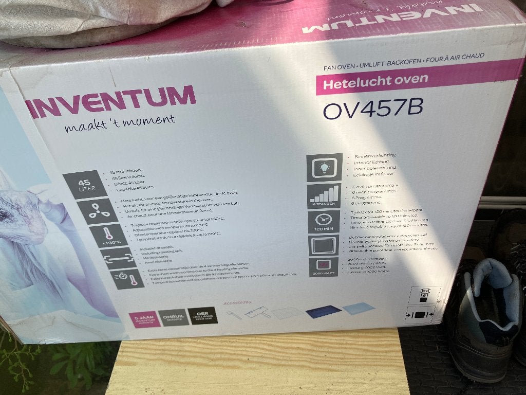 Inventum vrijstaande oven ov457b, Ophalen, Minder dan 45 cm, Hete lucht, Nieuw