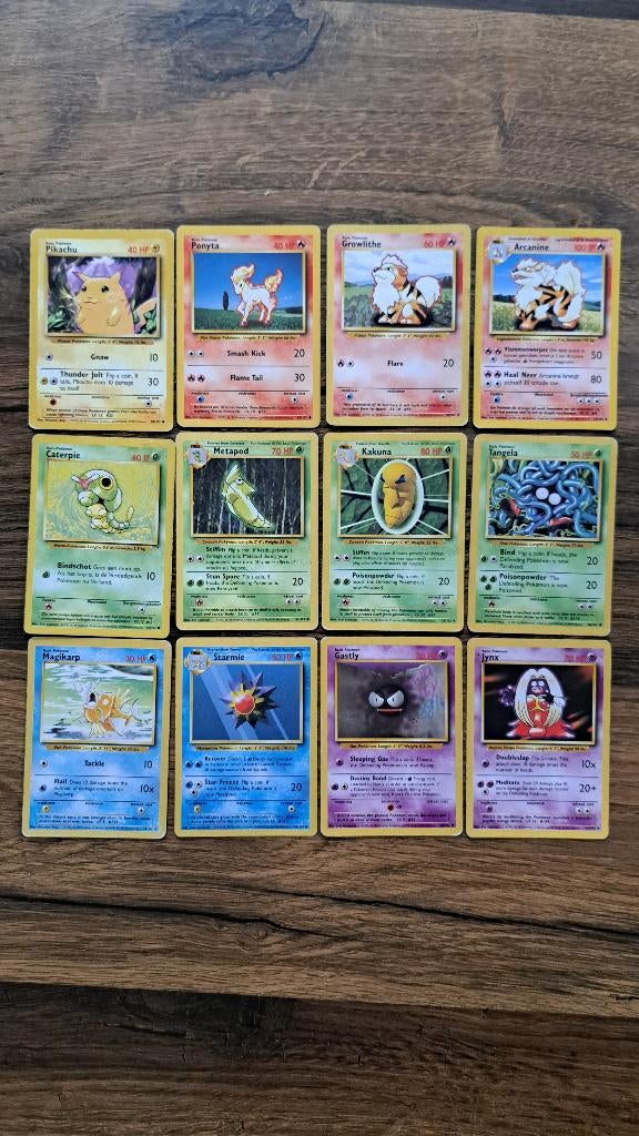 12 base set pokemon kaarten, Ophalen of Verzenden, Gebruikt, Meerdere kaarten