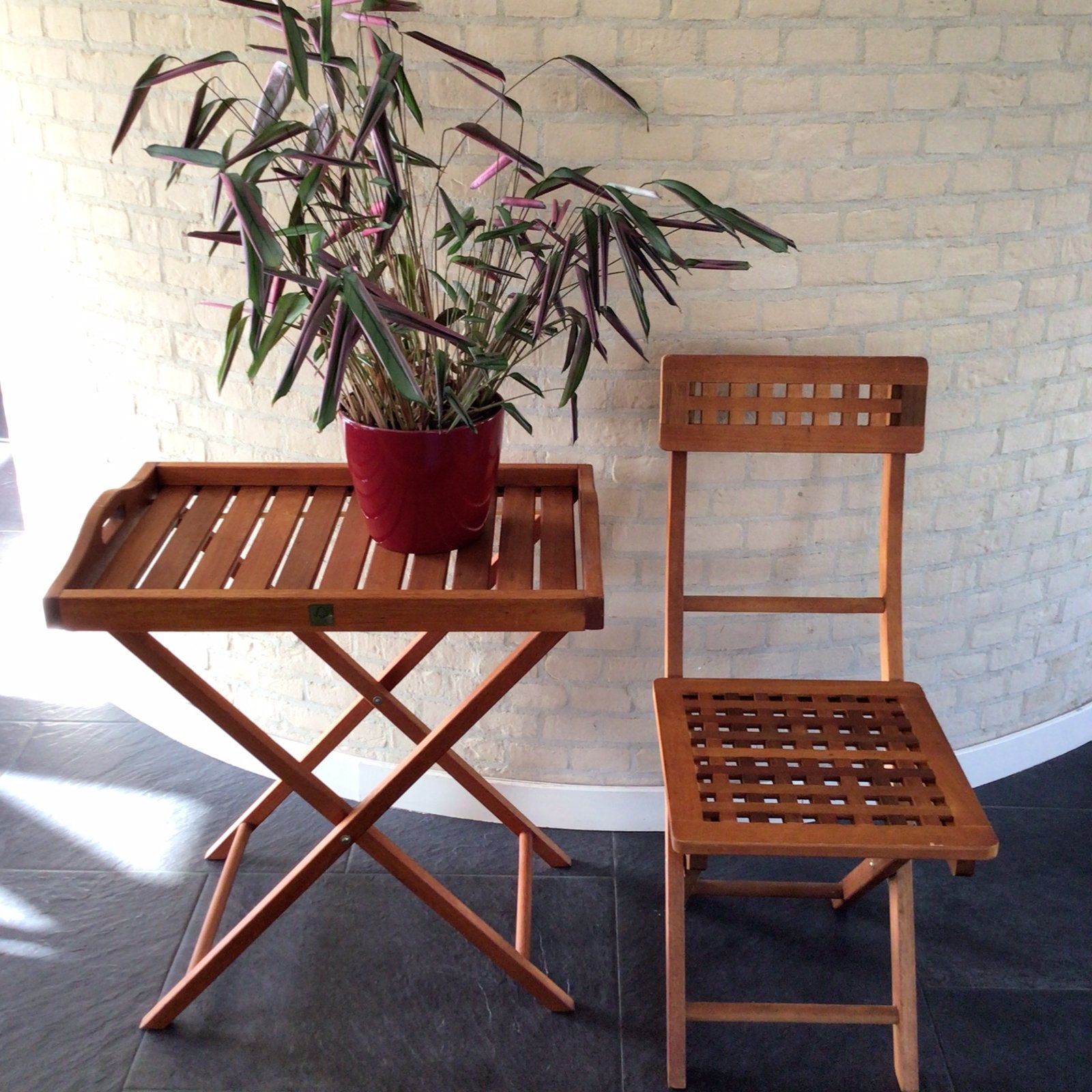 Bijzettafel met afneembaar dienblad, Tuin en Terras, Ophalen, Zo goed als nieuw