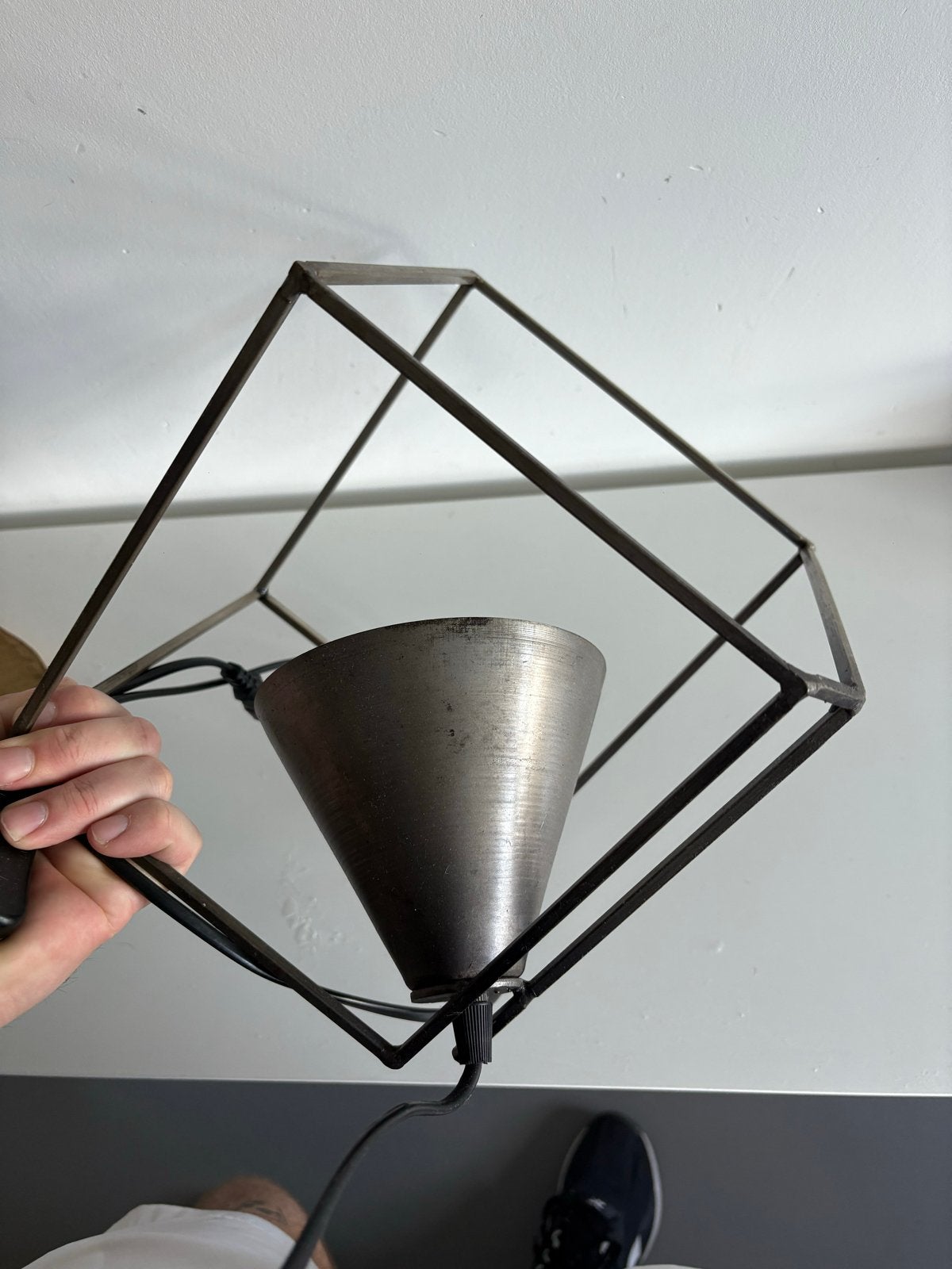 Industriële tafellamp - Kubus design, Met schakelaar, Gebruikt, Overige merken, Sfeerlamp