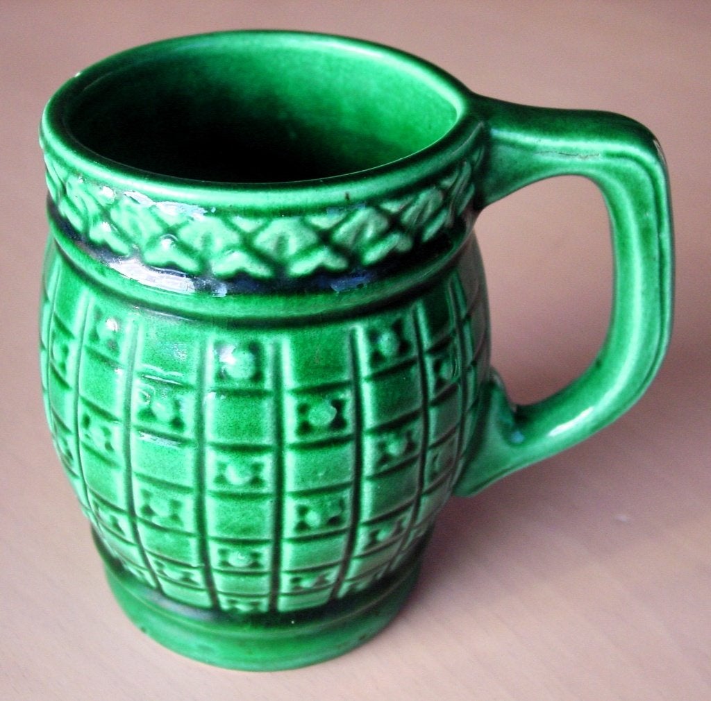 vintage Majolica mok / pul groen, Ophalen of Verzenden