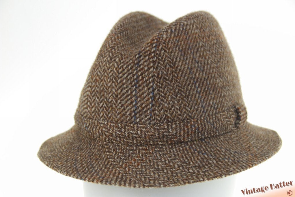 Vintage Vissershoed trilby St. Michael bruin wol 56,5, Ophalen of Verzenden, Zo goed als nieuw, 57 cm (M, 7⅛ inch) of minder, Hoed