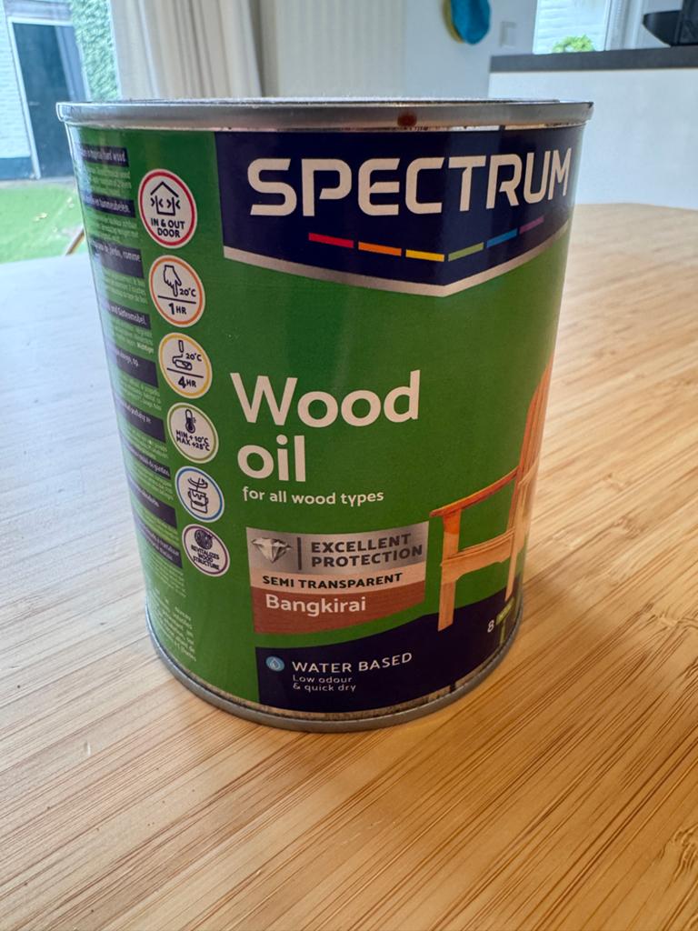 7 blikken Spectrum Wood Oil Bangkirai - 750ml, Bruin, Verzenden, Nieuw, Beits