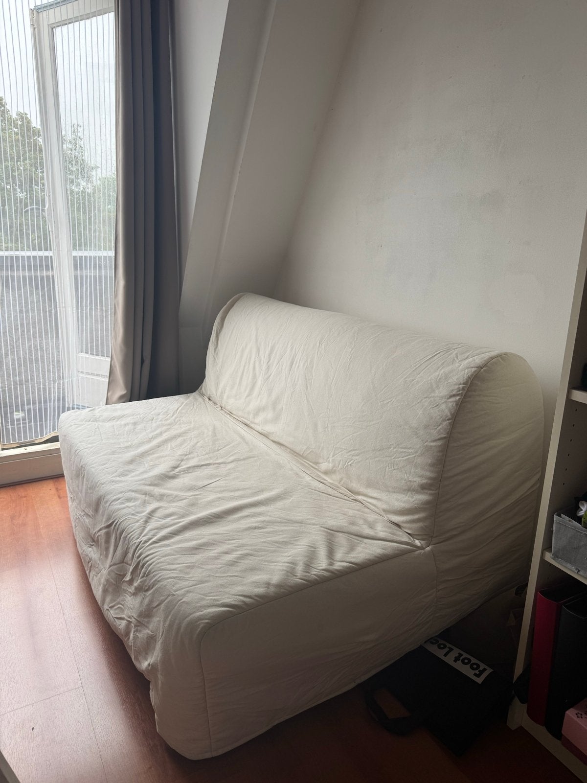 IKEA LYCKSELE LÖVÅS 2-seat sofa-bed with cover, Ophalen, Gebruikt, Tweepersoons, Crème