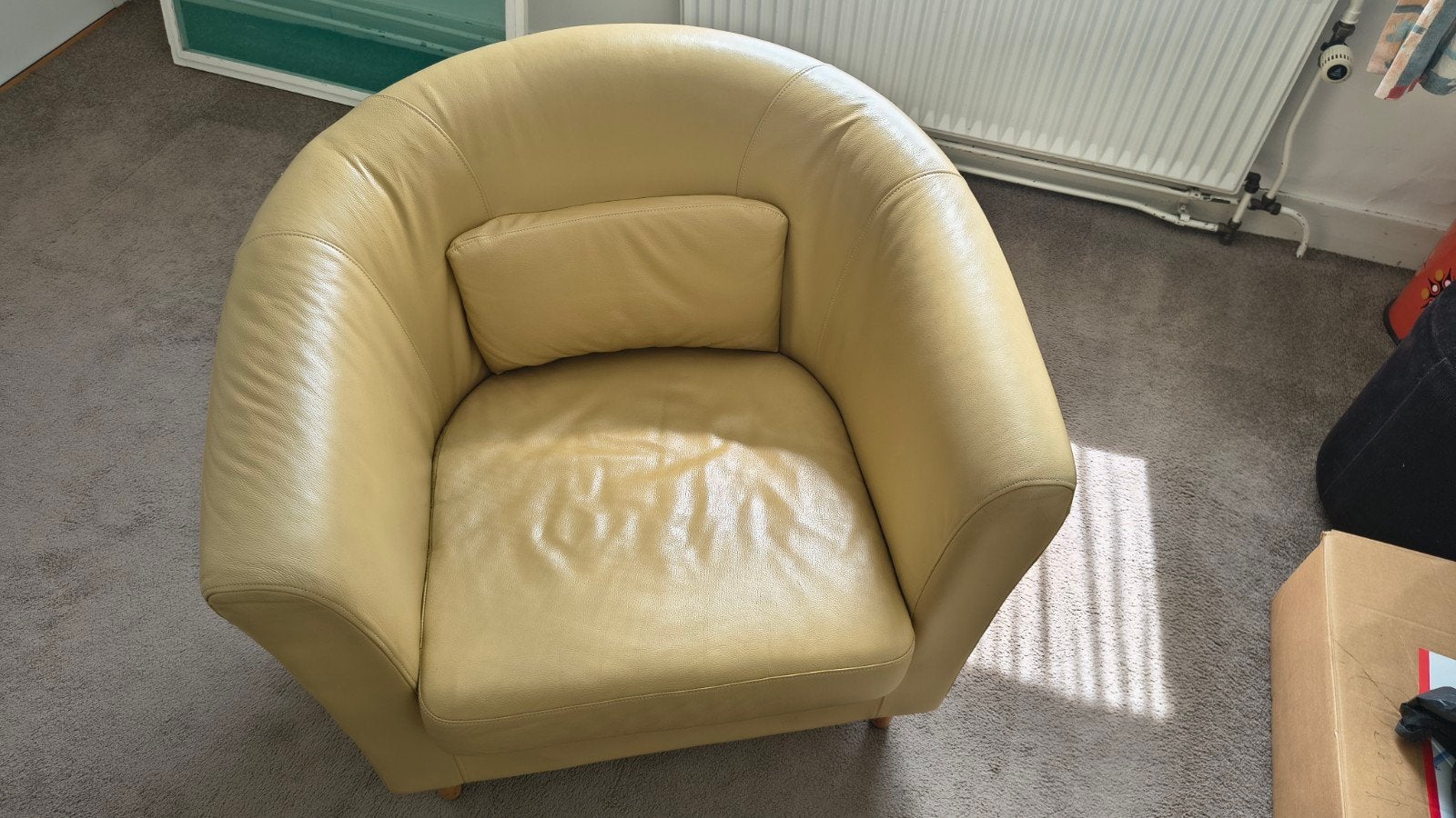 Fauteuil geel, Ophalen of Verzenden, Gebruikt, 75 tot 100 cm, 50 tot 75 cm
