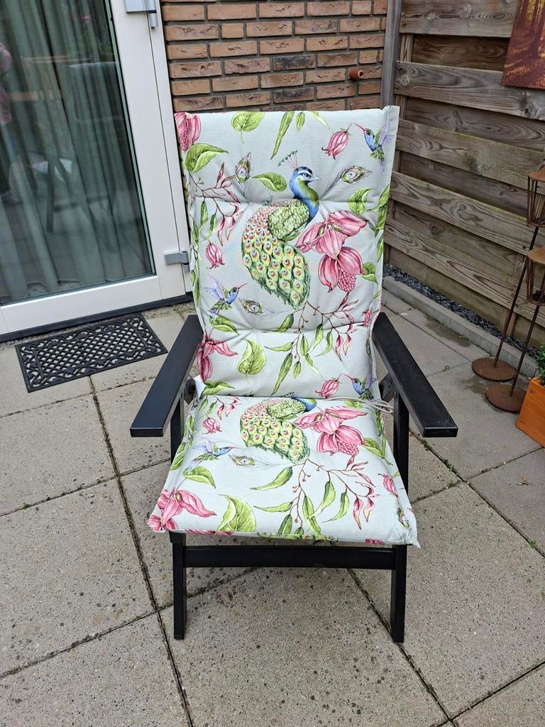 Tuinstoelen + Kussens, Ophalen, Gebruikt, Hout, Verstelbaar