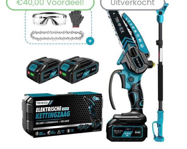 Trimmex krachtige kettingzaag+telescopische snoeisteel kl, Doe-het-zelf en Verbouw, Gereedschap | Zaagmachines, Nieuw, Kettingzaag