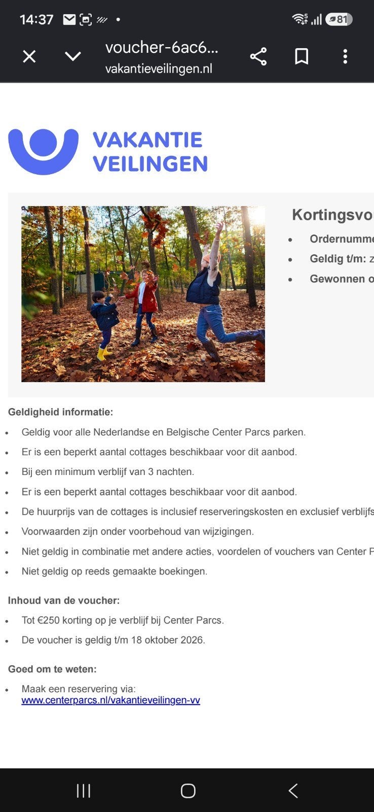 kortingscode tot €250,00, Drie personen of meer, Kortingsbon, Bungalowpark