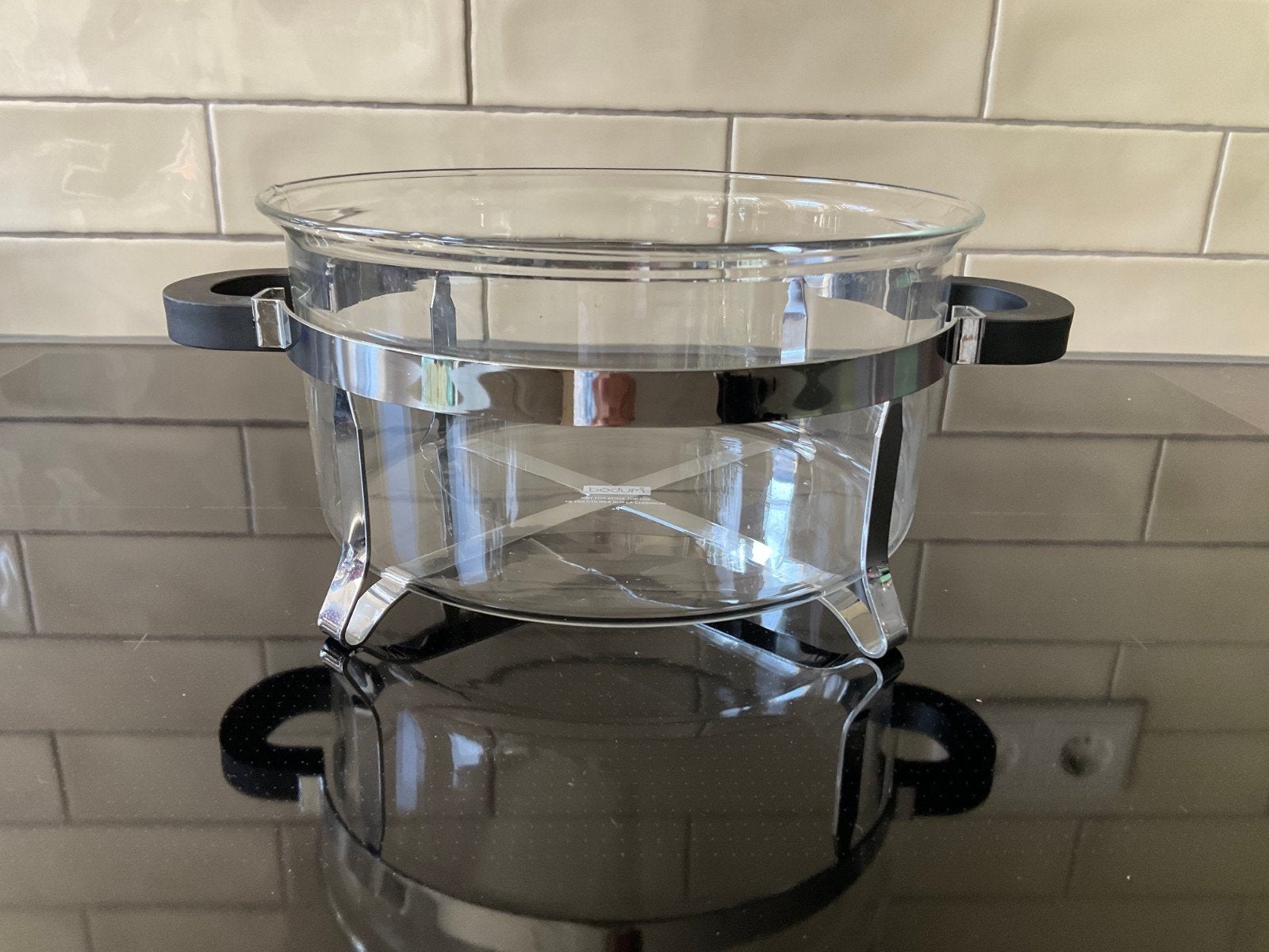 Bodum Chambord ovenschaal met houder, Huis en Inrichting, Ophalen of Verzenden, Overige stijlen, Glas, Schaal of Schalen
