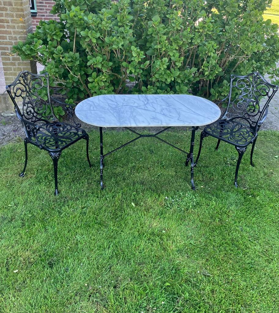 Prachtige bistroset 3- delig, Tuin en Terras, Tuinsets en Loungesets, Overige materialen, Gebruikt, Stoel, Tuinset