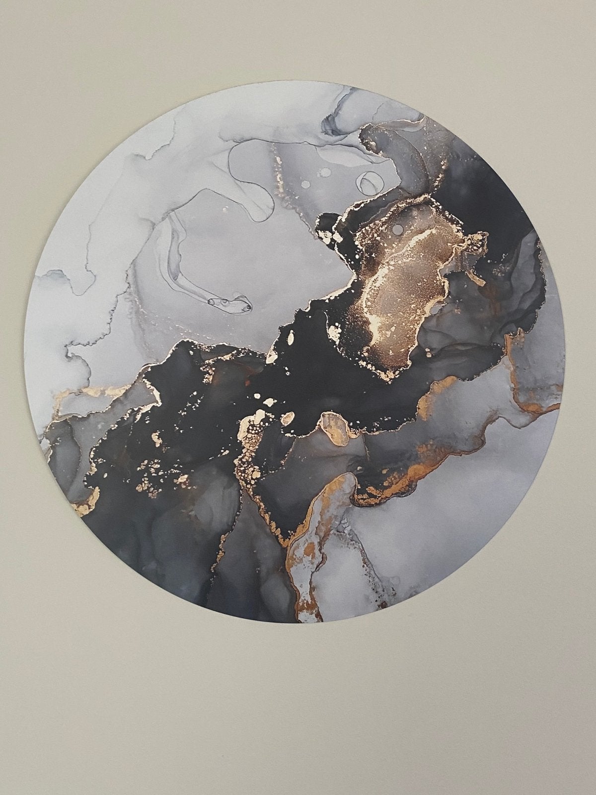 Muurcirkel 60cm, Zwart-Grijs-Goud, Huis en Inrichting, Woonaccessoires | Schilderijen, Tekeningen en Foto's, Ophalen, Zo goed als nieuw