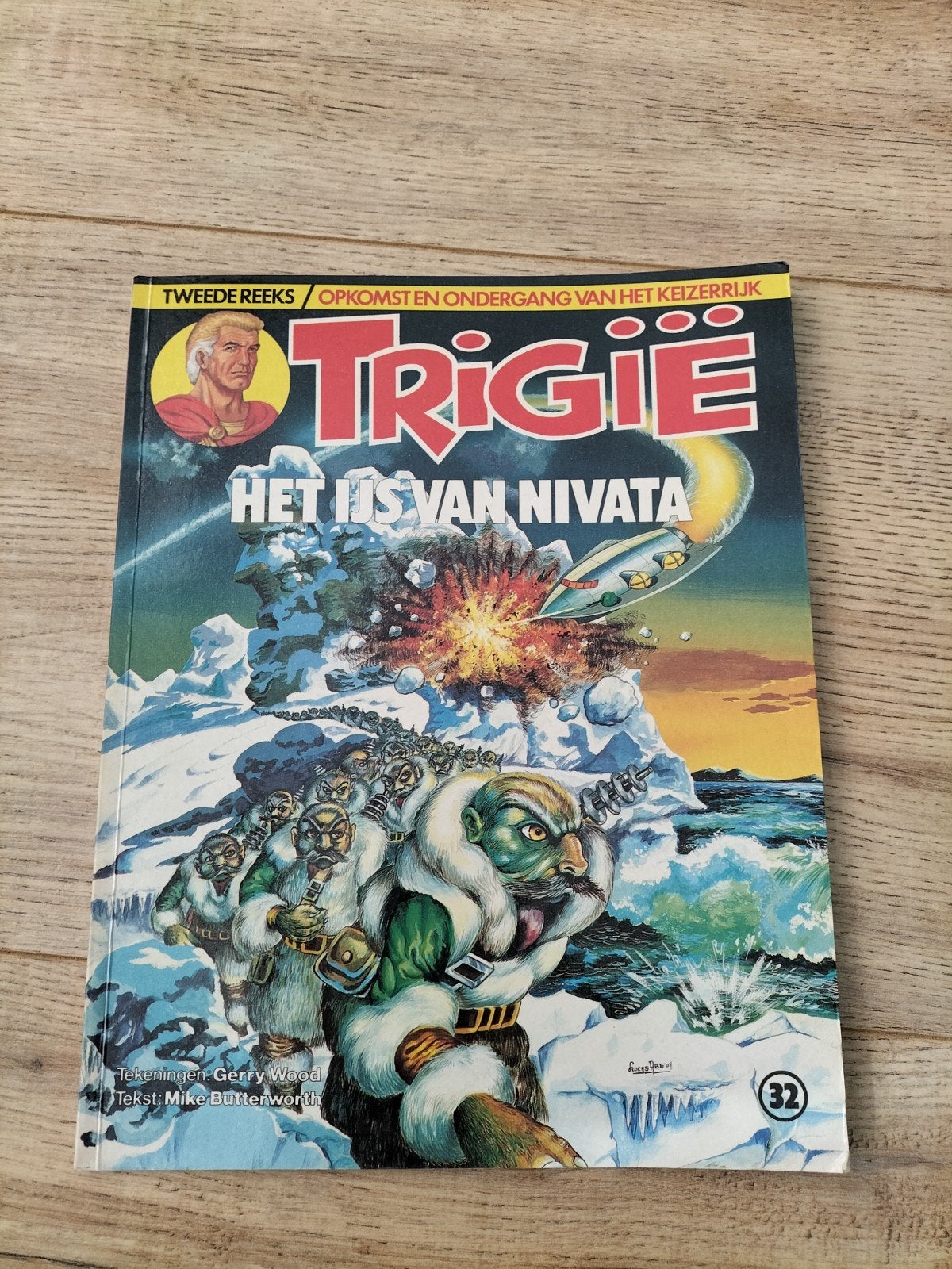 Trigië 32: Het ijs van Nivata - Stripboek, Eén stripboek, Ophalen of Verzenden, Gelezen, Mike Butterworth