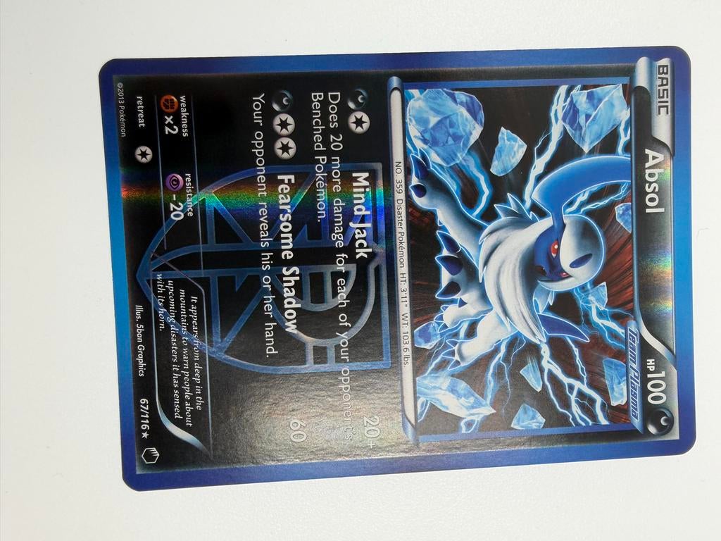 Pokémon Kaart Absol 67/116 Holo Rare, Ophalen of Verzenden, Zo goed als nieuw, Losse kaart, Foil
