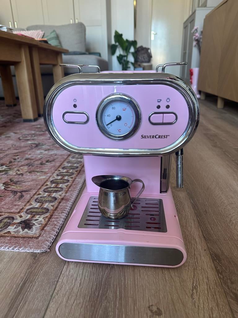 Silvercrest Retro Espressomachine Roze - Zo goed als nieuw, Espresso apparaat, Gemalen koffie, Zo goed als nieuw, Ophalen