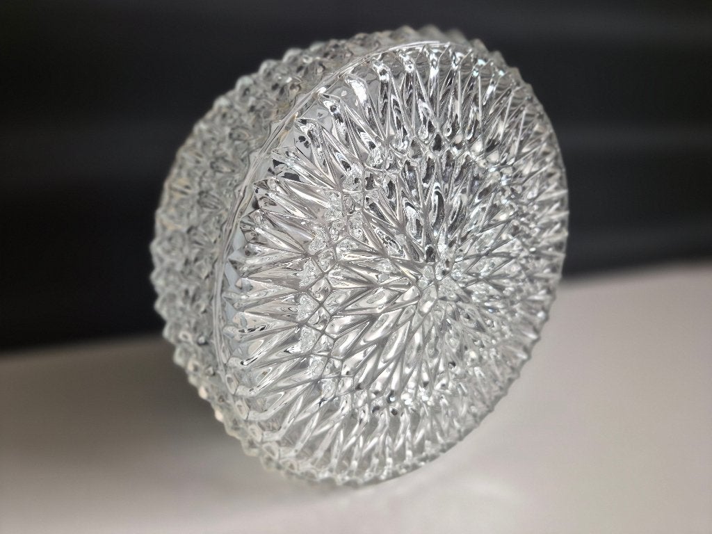 Vintage glazen plafonnière, Gebruikt, 24 cm, Glas, Plafondlamp