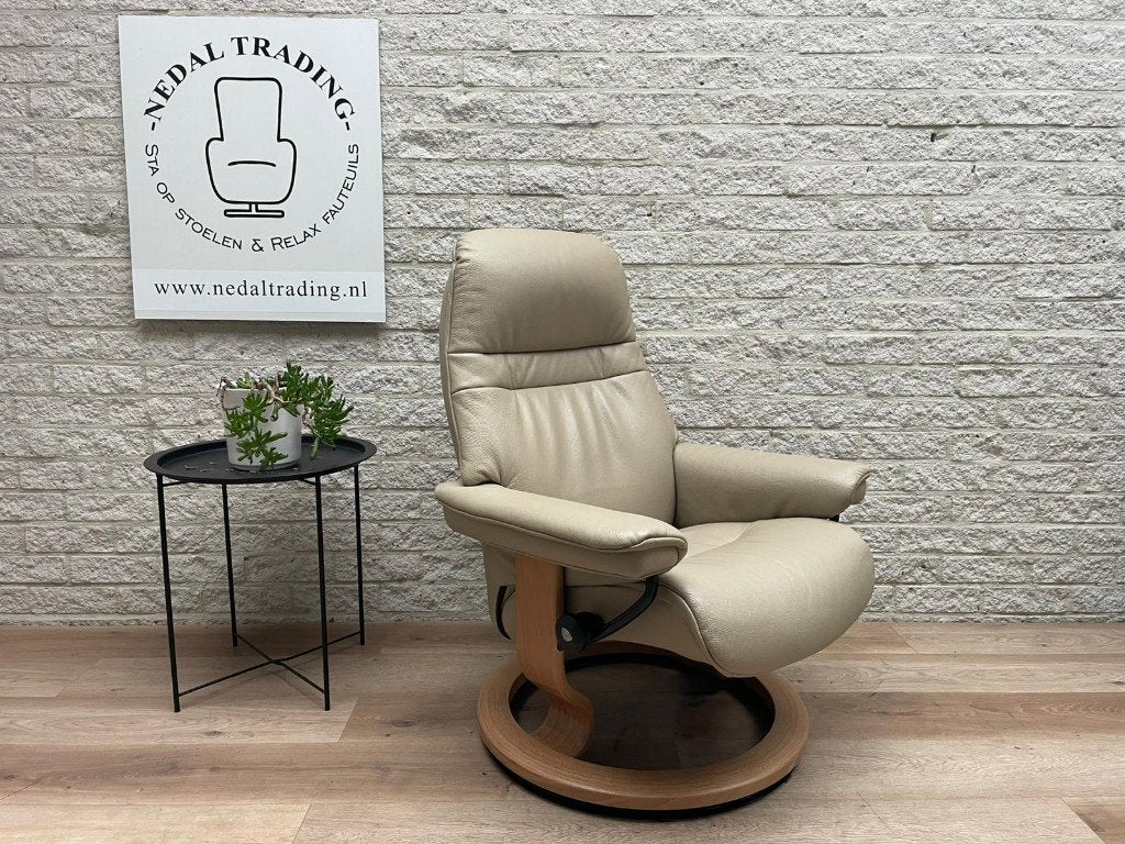 Luxe Stressless relax fauteuil, relax stoel draaibaar, N, N, Minder dan 75 cm, Leer