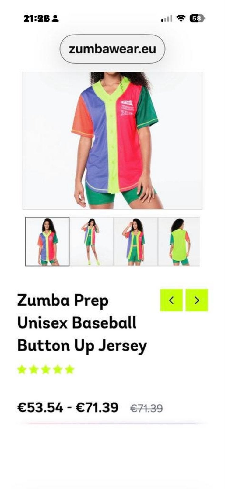 Zumba Prep Unisex Baseball Button Up Jersey, Maat 42/44 (L), Nieuw, Ophalen of Verzenden, Korte mouw