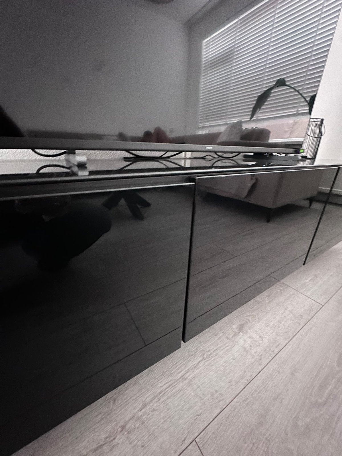 Zwart hoogglans tv-meubel besta ikea, Ophalen, Overige materialen, 150 tot 200 cm, Zo goed als nieuw