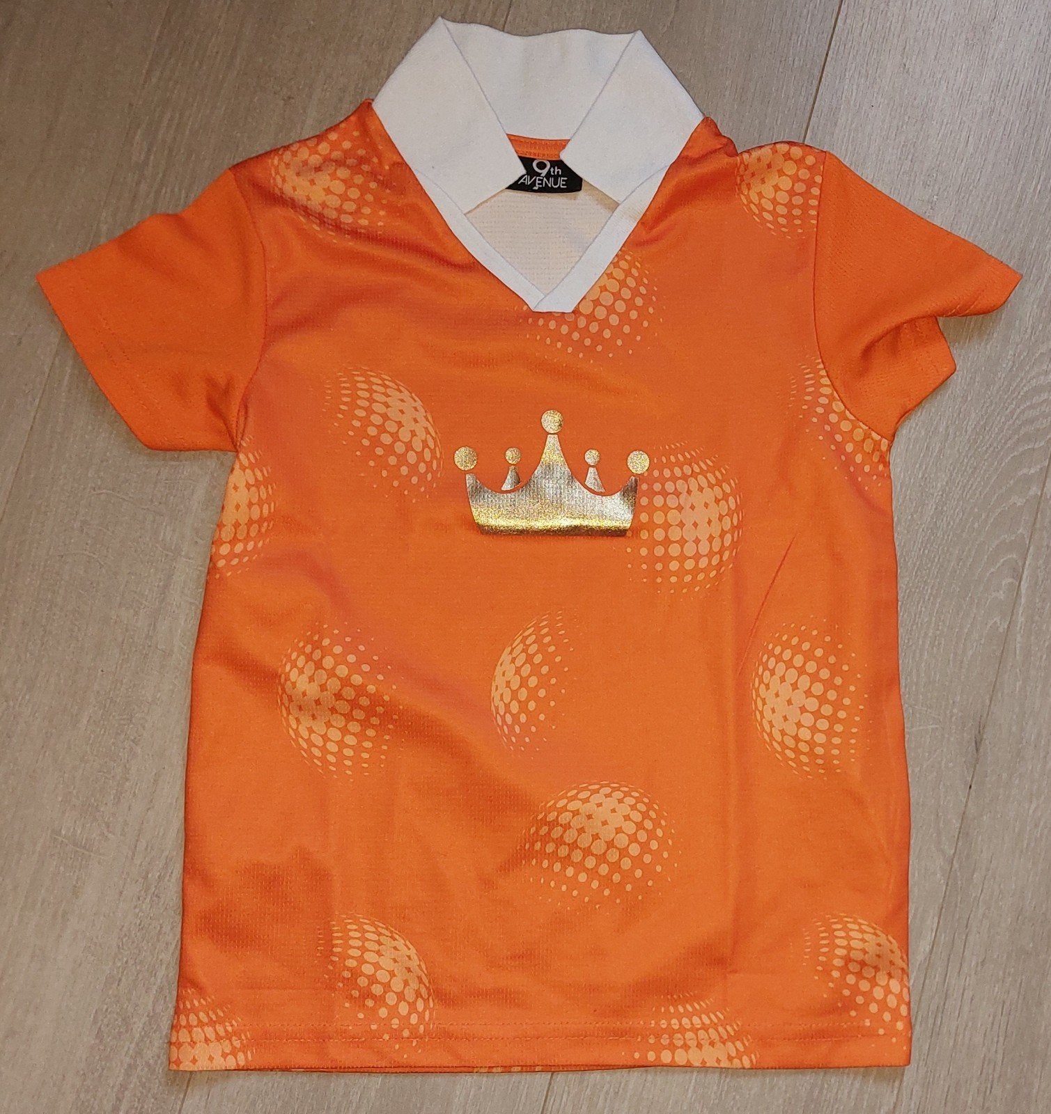 9th Avenue Oranje T-shirt met Kroonprint, Ophalen of Verzenden, Gebruikt, 9th Avenue, Jongen of Meisje