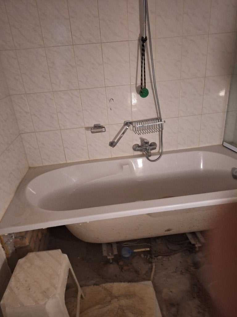 ligbad, en badscherm, Ophalen, Gebruikt, Wit, Overige stijlen