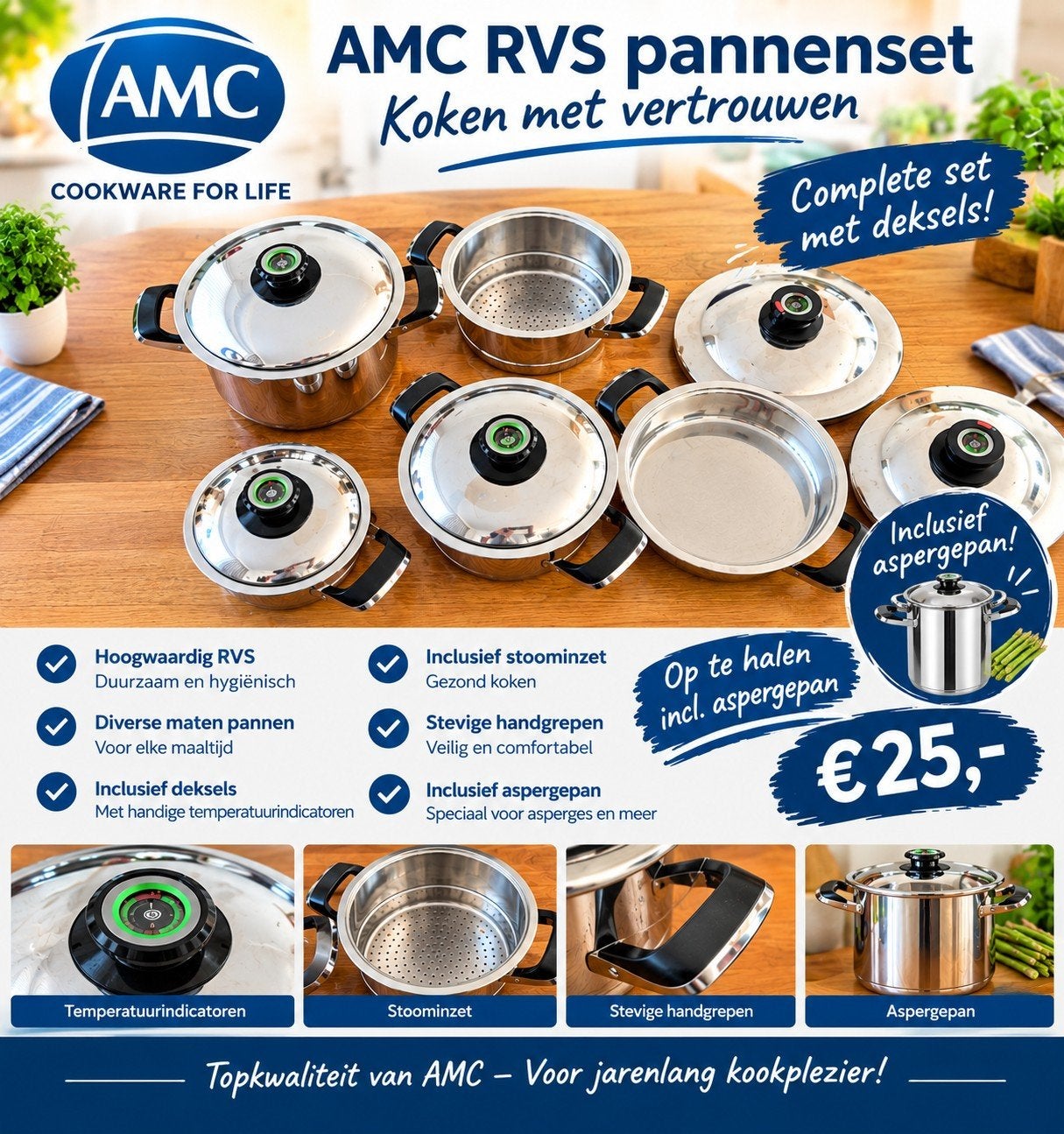 pannen, Huis en Inrichting, Ophalen, Rvs, Pannenset