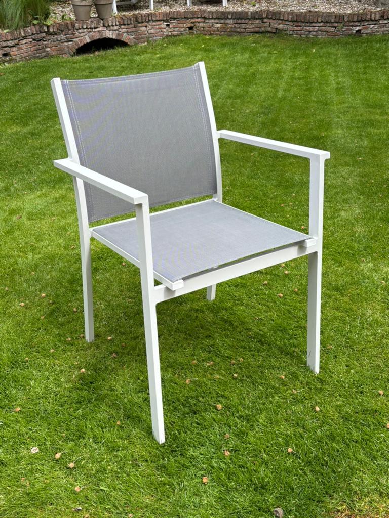 Tuinstoelen lichtgewicht wit/antraciet/grijs 6x, Ophalen of Verzenden, Zo goed als nieuw, Aluminium