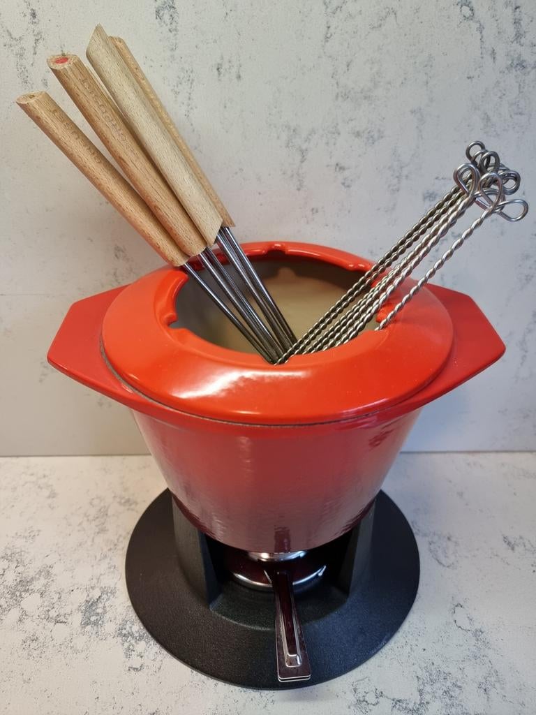 Le Creuset fondueset, Ophalen of Verzenden, Zo goed als nieuw, Brander, Fondueset