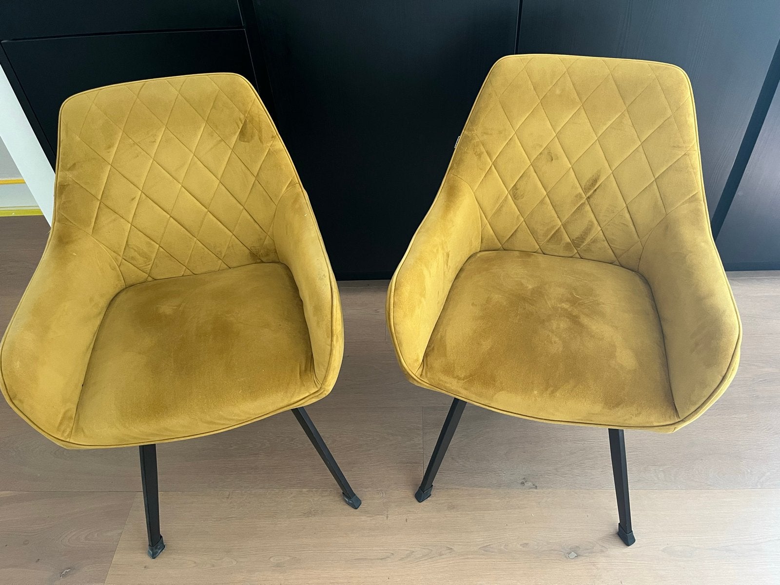 2x Kick Collection eetkamerstoel oker, Huis en Inrichting, Stoelen, Ophalen, Gebruikt, Twee, Overige kleuren