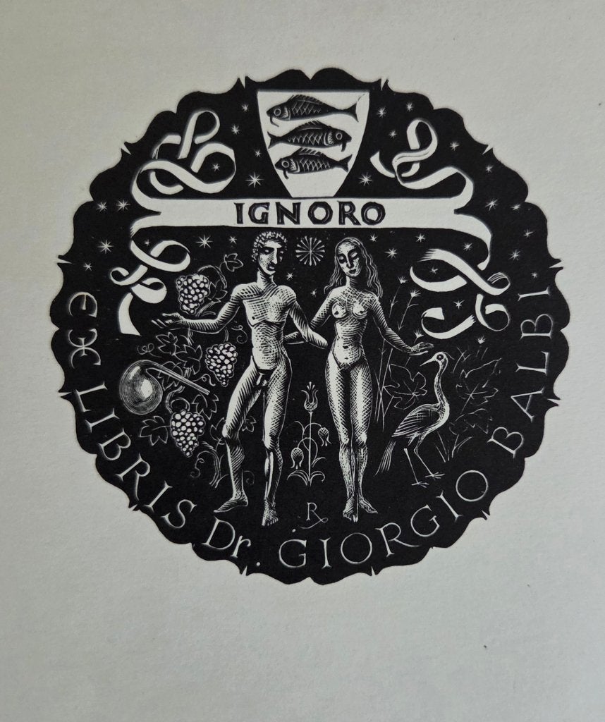 Exlibris / Ex libris Pam G. Rueter, 1948,  Adam en Eva, Verzenden