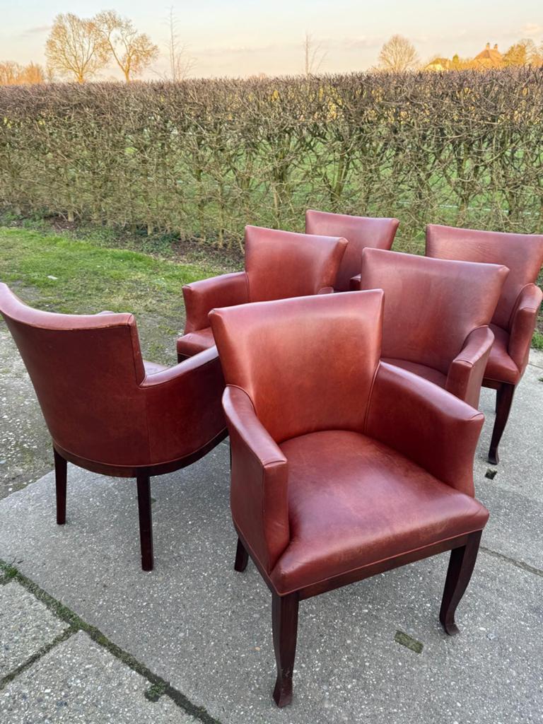 Exclusieve leren eetkamerstoelen., Huis en Inrichting, Stoelen, Ophalen, Gebruikt, ., Chesterfield