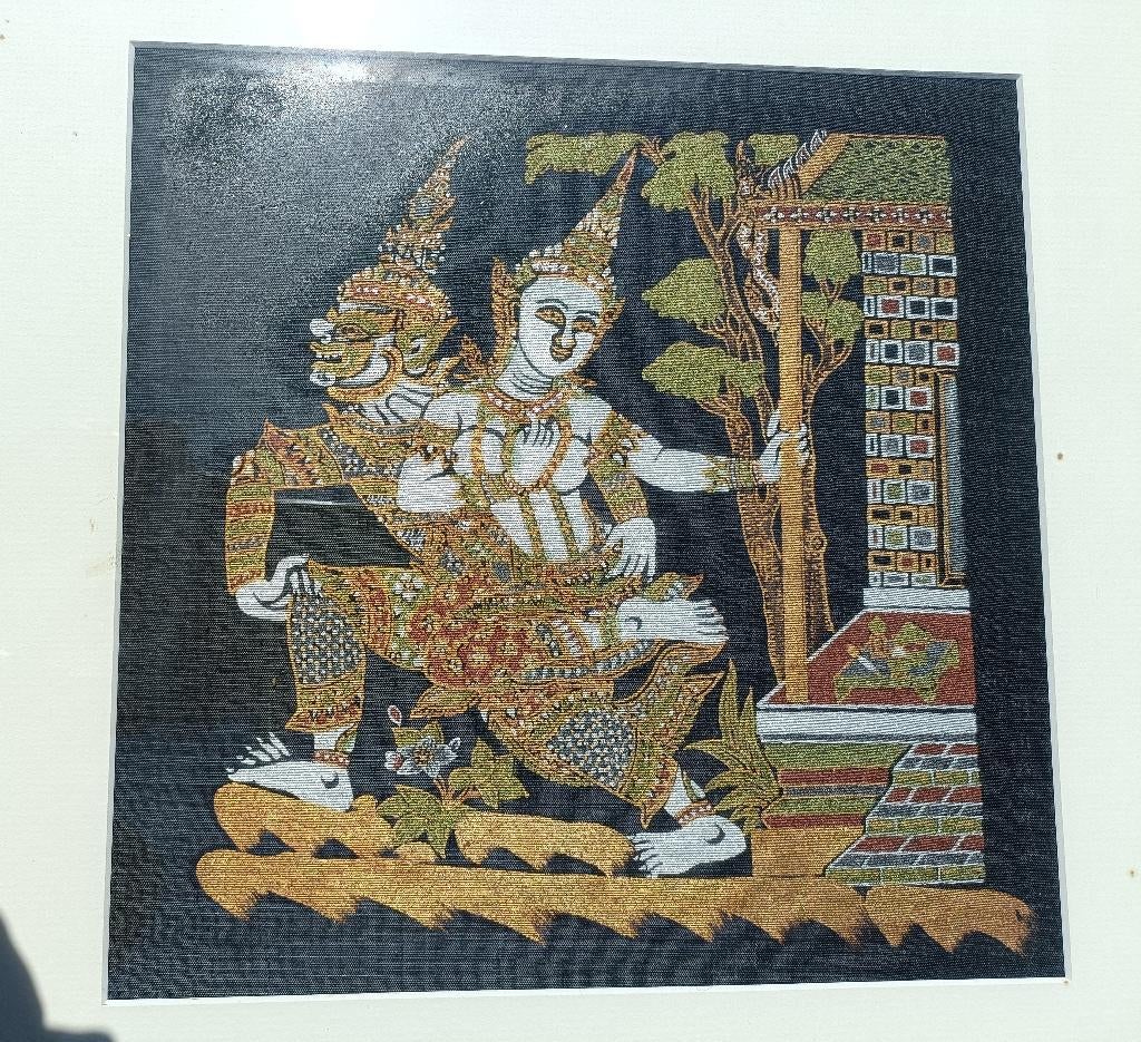 BIJNA GRATIS Schildering stof batik Indonesië Thailand 40X40, Ophalen of Verzenden