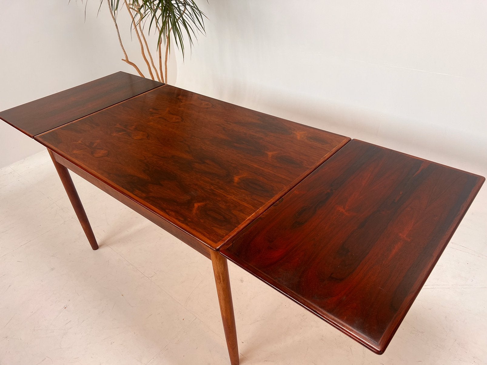 Vintage jaren 60 Palisander uitschuif tafel., Ophalen of Verzenden, Zo goed als nieuw, Rechthoekig, 50 tot 100 cm