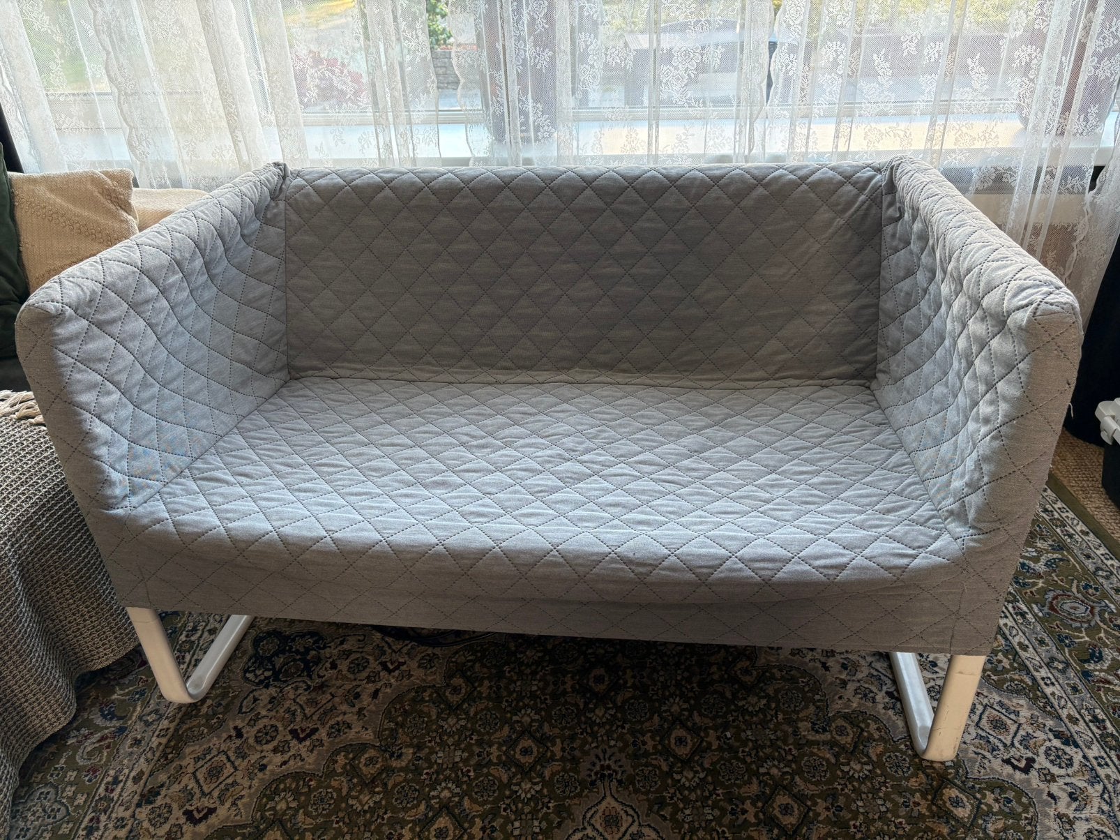 IKEA KNOPPARP 2-zitsbank lichtgrijs-wit onderstel, Ophalen, Gebruikt, 75 tot 100 cm, Tweepersoons