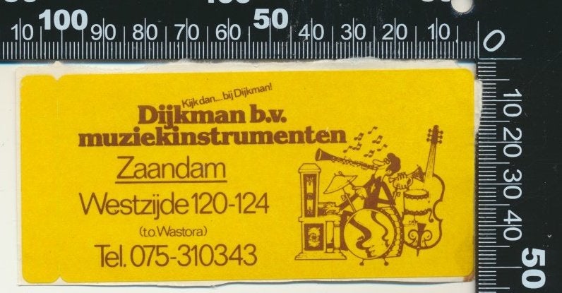 Sticker: Dijkman Muziek Instrumenten - Zaandam, Ophalen of Verzenden, Zo goed als nieuw, Bedrijf of Vereniging