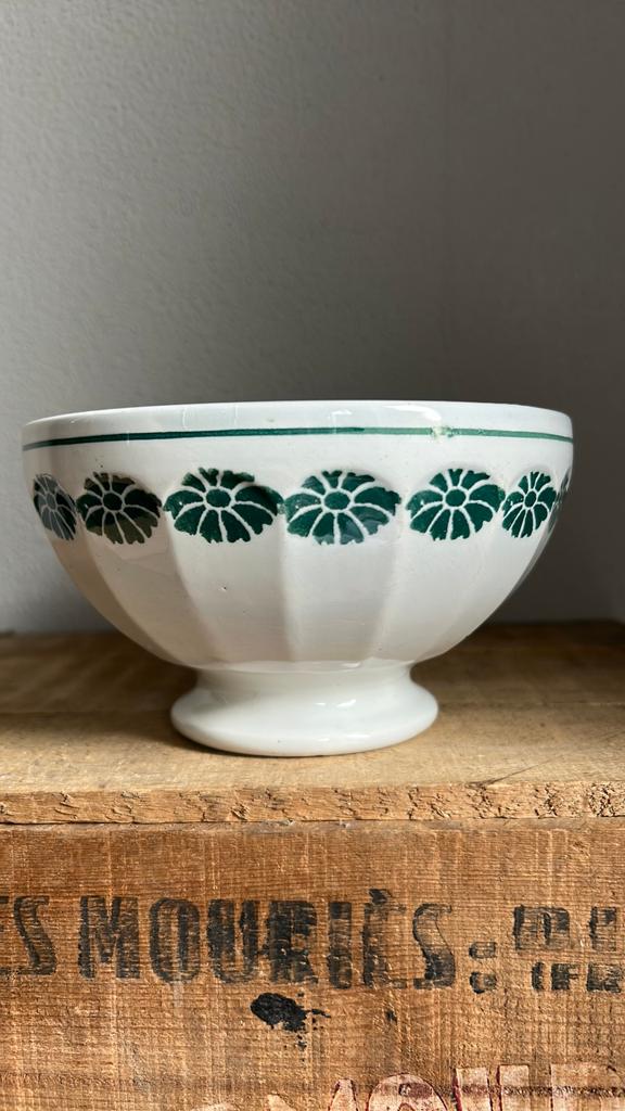 Grote franse spoelkom groene bloemrand, Antiek en Kunst, Ophalen of Verzenden