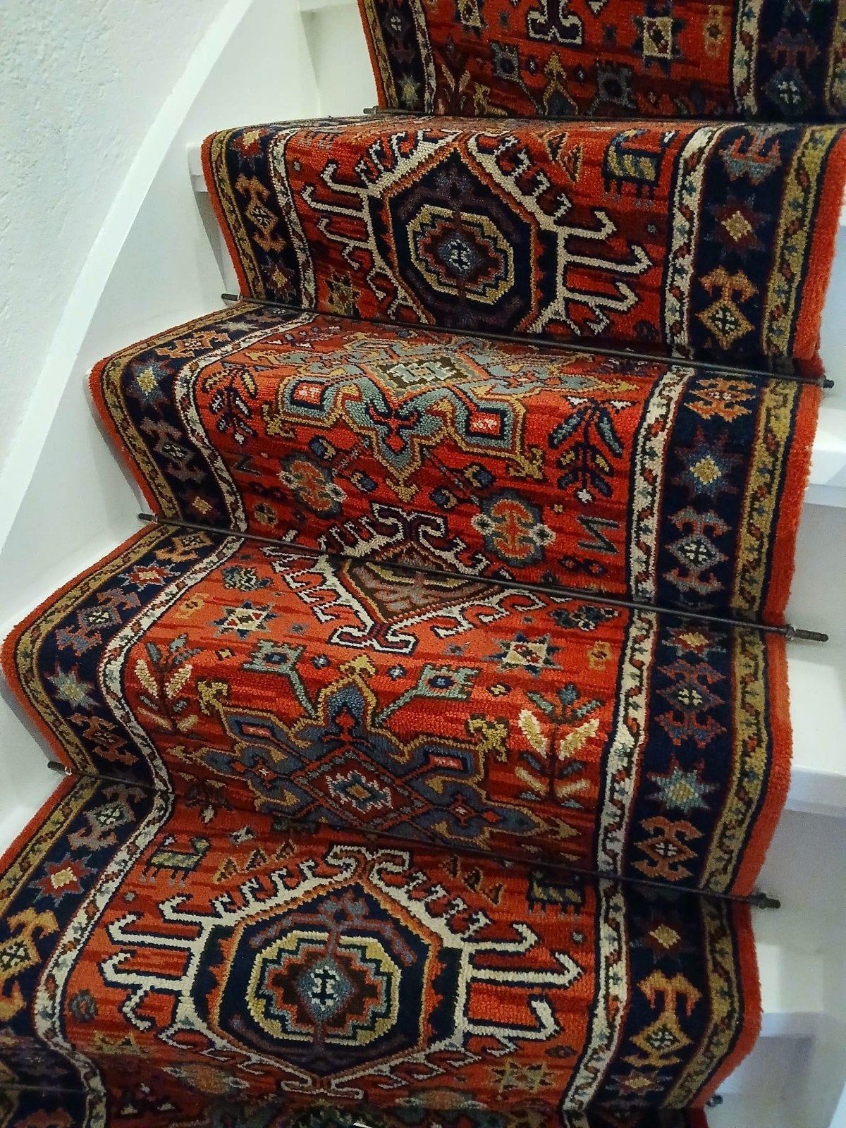 Rechtsdraaiende traploper met oosters patroon, Blauw, Minder dan 50 cm, Gebruikt, 200 cm of meer