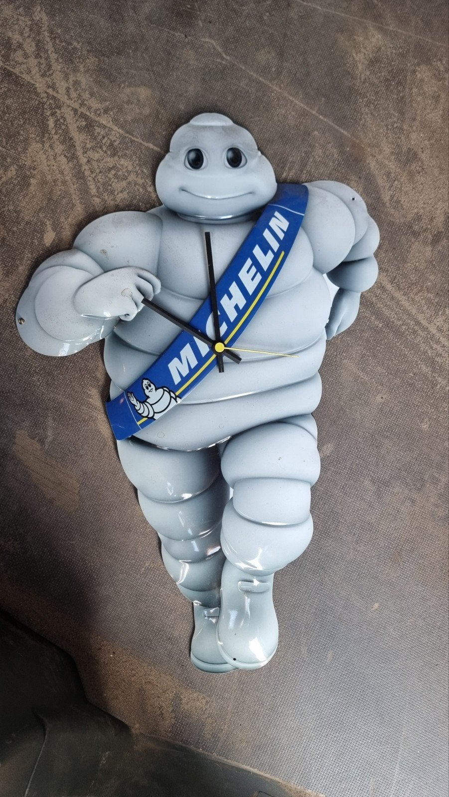 Originele Michelin klok - Bibendum wandklok, Grijs, Vintage, Analoog, Werkt op batterijen