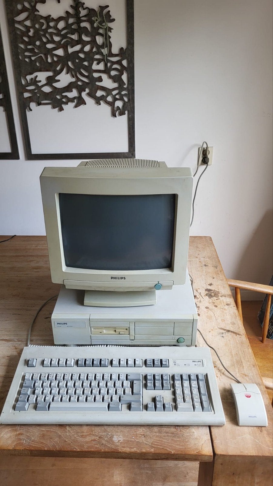 Vintage Philips P3328 386 SX 25MHz PC met CRT Monitor, Ophalen of Verzenden, Philips
