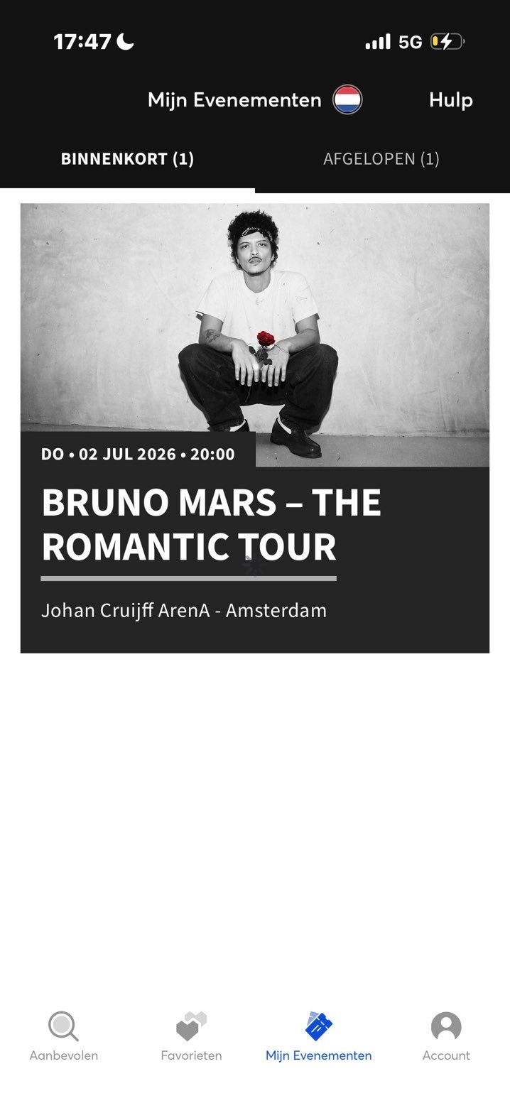 bruno mars 2 tickets, Twee personen