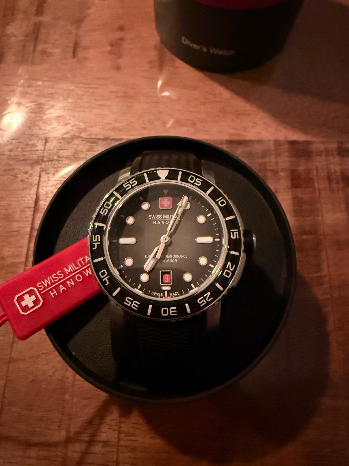 Saffier | Swiss Military Hanowa Black Marlin - Nieuw in doos, Overige merken, Staal, Polshorloge, Nieuw