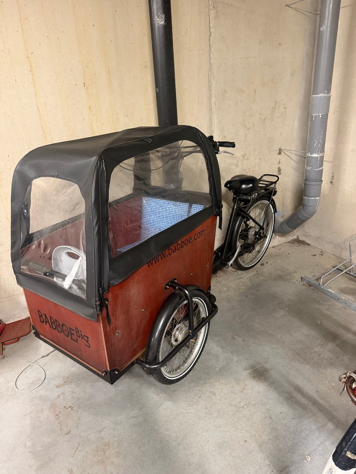 Babboe Big-E Elektrische Bakfiets met Huif, 4 kinderen of meer, Gebruikt, Elektrisch, Trommelrem
