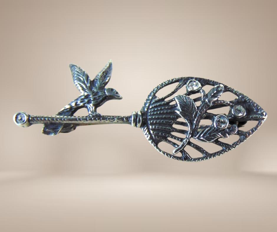 Mooie 925 zilveren nieuwe ART NOUVEAU vogel kristal broche!, Met kristal, Verzenden, Minder dan 4 cm, Nieuw