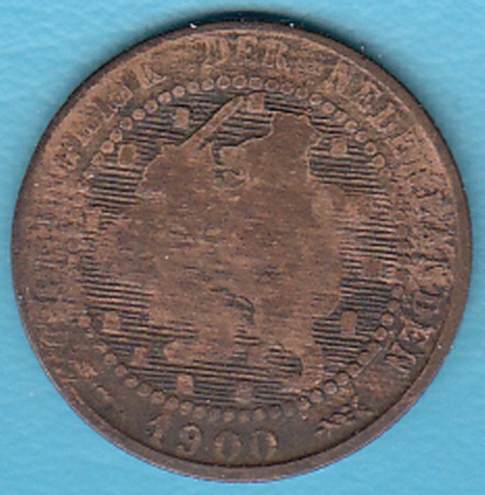 Nederland 1 cent 1900 a Wilhelmina, Sch. 968 in munthouder, Postzegels en Munten, Munten | Nederland, Ophalen of Verzenden, Koningin Wilhelmina