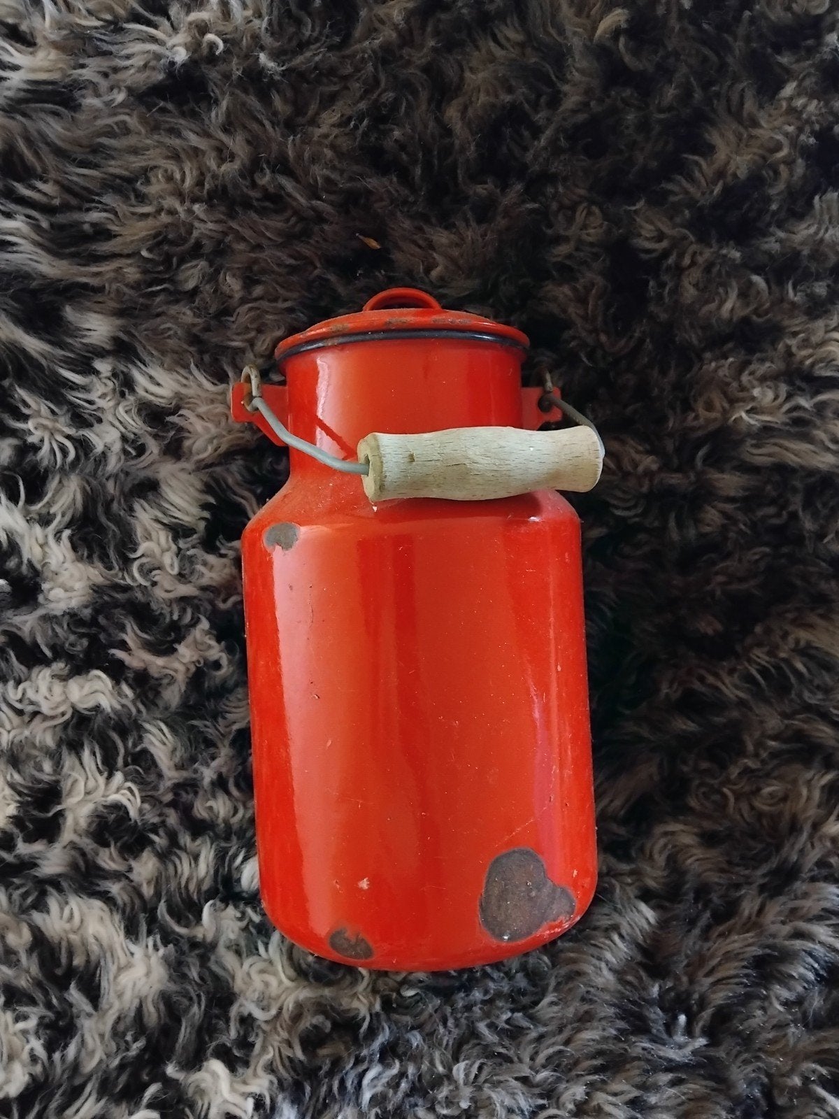 Vintage geëmailleerde melkbus - Rood, 2L, Ophalen of Verzenden